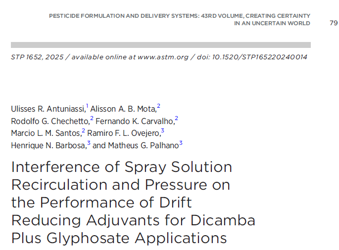 Interference of Spray Solution Recirculation and Pressure onthe Performance of Drift Reducing Adjuvants for Dicamba Plus Glyphosate Applications